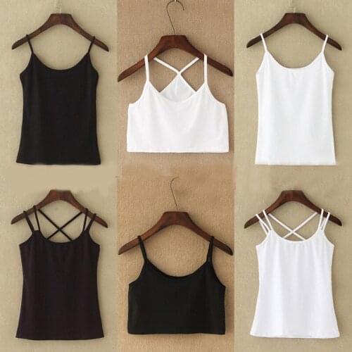 Tank top Women Summer Casual Camisoles Womens Tops T-shirt Spaghetti Strap Cropped Vest Female Camis Fashion Synthetic cotton