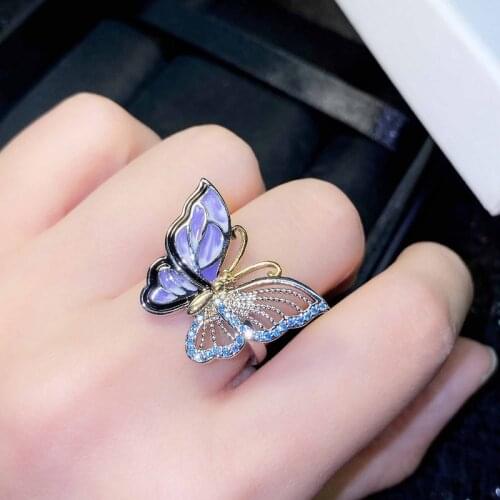 MOONROCY Silver Color Bohemia Rings Purple Flower Plants Hyperbole for Women Girls Gift Dropshipping Party Jewelry Wholesale