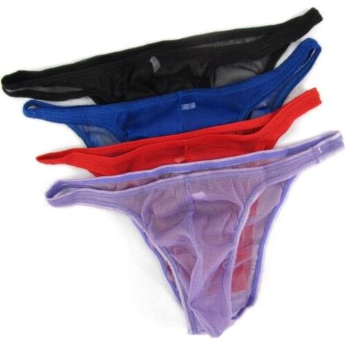 4pcs 3197 Mens Sexy Mesh Tanga Rio Back Bikini Skimpy Pouch C-thru