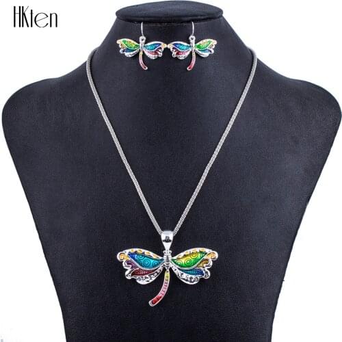MS1504292Fashion Jewelry Sets Hight Quality Necklace Sets For Women Jewelry Multicolor Alloy Unique Dragonfly Design Party Gift
