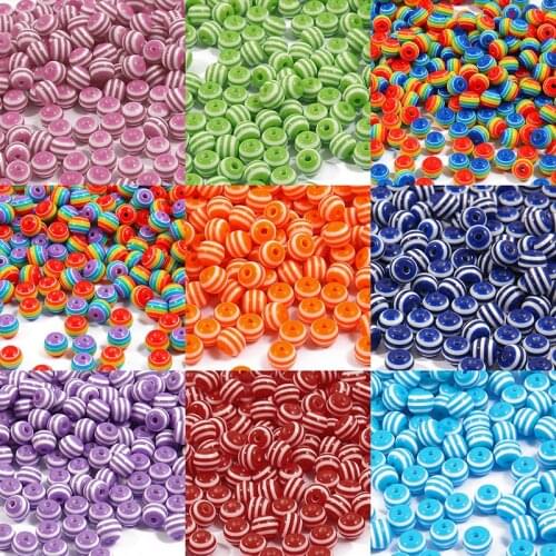 Boho Colorful Resin Flat Round Stripe Beads for Jewelry Making Children DIY Handmade Charm Accessorie Craft Kralen Abalorios