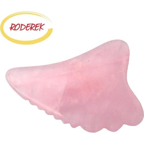 Natural Wing Shape Pink Rose Quartz Gua Sha Massage Tools Guasha Massager for Face Spa
