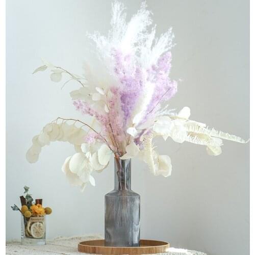 Real Natural Preserved Dried FLower Mix Colorful Bouquet Wild Floral Arrangement Bottle Vase Home Wedding Valentines Day Decor