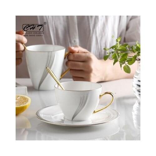 North European Coffee Cup Simple Bone China Cup And Saucer English Afternoon Tea Home Office Black Tea Creative Mug Drinkware