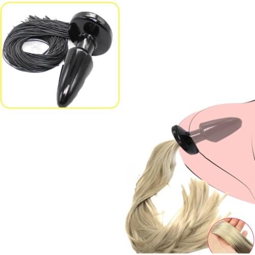 Silicone Anal Plug Unisex Blonde Horse Play Butt Plug Long Silky Pony Tail BDSM Fetish Animal Role Play Horse Tail Plug Sex Toys