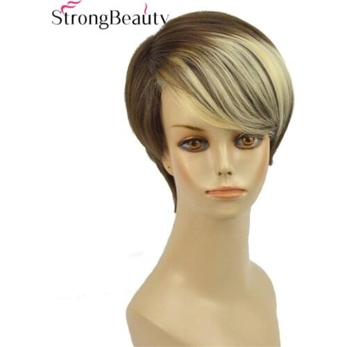 Strong Beauty Short Straight Synthetic Natural Wigs Capless Women Hair