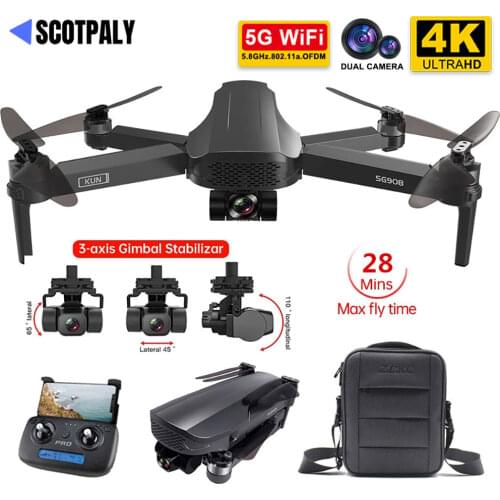 Smart SG908 Camera Drone 4K Profissional With 3-Axis Gimbal Stabilizer Brushless Motor 5G WIFI GPS Rc Dron Quadrocopter