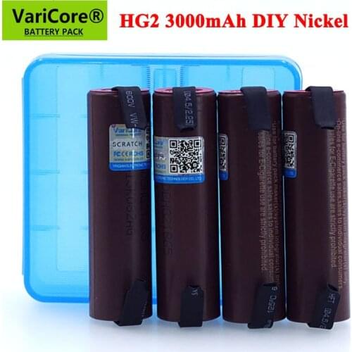 VariCore New HG2 18650 3000mAh Rechargeable battery 3.6V discharge 20A, dedicated batteries DIY Nickel Sheets +Storage box