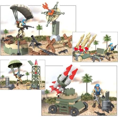 Military Series World War II Soldier Artillery Parachute Radar Station MOC Accessories Building Blocks Bricks Toys Gifts