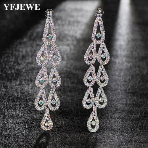 YFJEWE Fashion Jewelry Crystal Dangle Earrings for Woman Multicolor Earrings Trendy Long Round Earrings E529