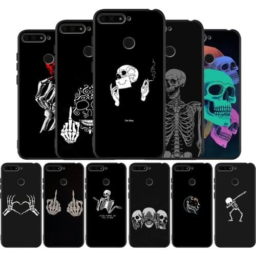 Funny Skull black Silicone Phone Case For Huawei honor 30 8 8X 9 10 10 Lite 20 Mate 10 20 30 Lite Pro cover