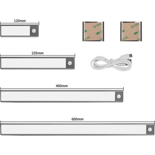 12/23/40/60cm rectangle Motion Sensor LED Light USB Rechargeable Wardrobe Closet Night Light For Kitchen Indoor Wall Lamps