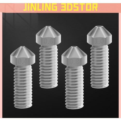 5Pcs 3D Printer Parts Hardened Steel Die Steel Nozzle J-Head Extruder 1.75mm 0.2/0.3/0.4/0.5/0.6/0.8/1.0mm for For E3D V6 & V5