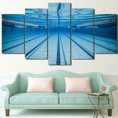 No Framed Canvas 5Pcs Swimming Pool Wall Art Decorotive Posters Pictures Paintings Home Decor Accessories Living Room Decoration