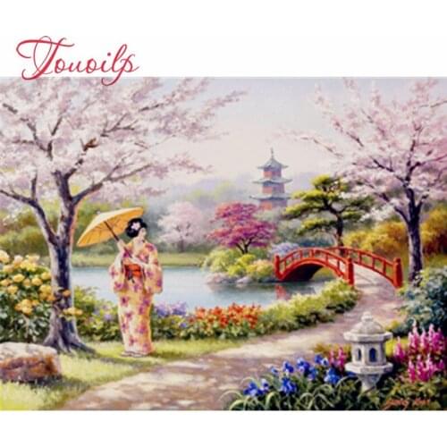 Diamant broderie paysage bricolage diamant mosaïque plein carré diamant peinture japonaise fille maison photo de strass