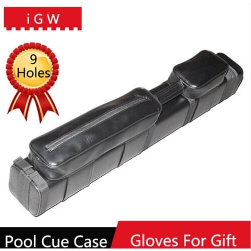 IGW Large Capacity New Billiard Leather Pool Cue Kit Case Size 85cm*12cm*12cm 9 Holes Can Put 3 Whole Cues And 3 Foreparts