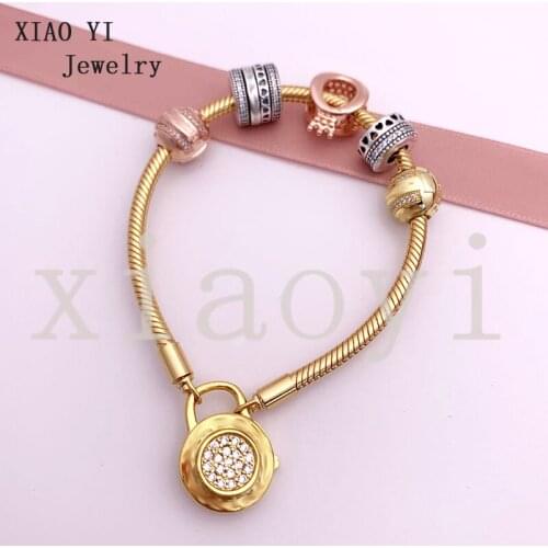 2020 New 100% S925 summer Gold round lock Crown O-clip bracelet high quality free delivery female Wedding jewelry birthday