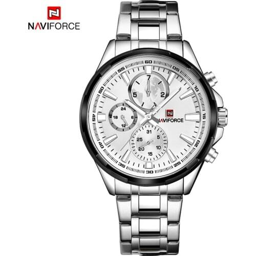 NAVIFORCE Top Luxury Brand Watches Men Business Fashion Mens Watches Stainless Steel Week Display Male Clock Relogio Masculino