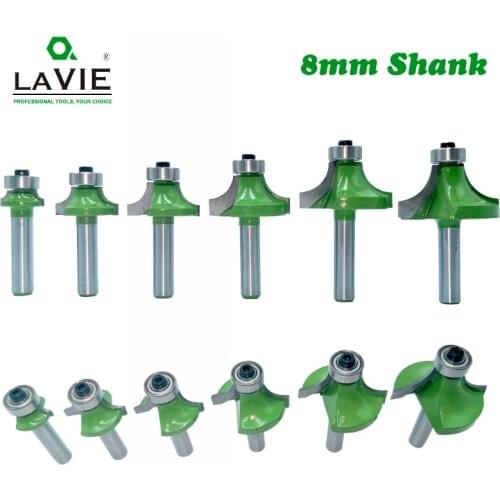 LAVIE 1pc 8mm Corner Round Over Router Bit with Bearing for Wood Woodworking Tool Tungsten Carbide Milling Cutter MC02022