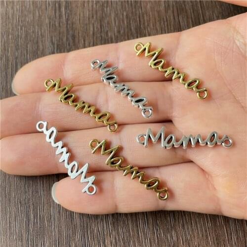 JunKang 25pcs charm letters mama double ring connection necklace pendant for jewelry DIY handmade accessories materials
