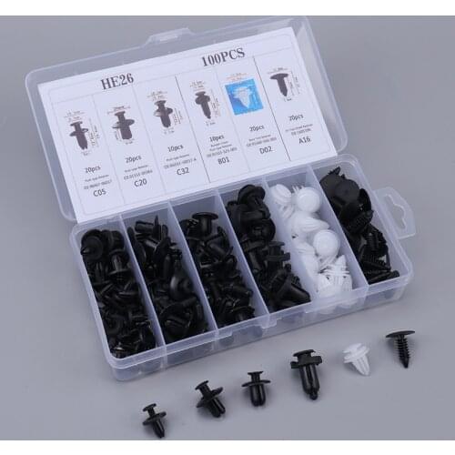 100PCS Auto Fastener Clip Mixed Car Body Push Retainer Pin Rivet Bumper Door Trim Panel Retainer Fastener Kit