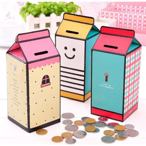 Coin Storage Money Box Collection Case Cash Saving Holder Home Paper DIY Handmade Bank Decoration Birthday Gifts for Kids Lovely