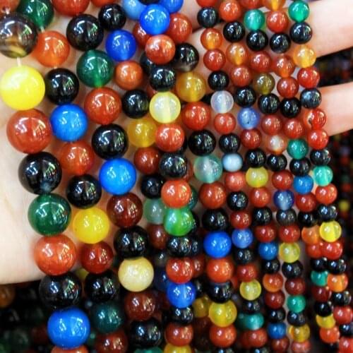 Colorful Natural Agat Stone Beads Wholesale 4/6/8/10/12mm For DIY Jewelry Bracelet Necklace Free Shipping