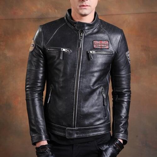 Free shipping,Biker Popular style Vintage mens quality genuine leather Jacket slim 100% natural cowhide coat.leather clothing