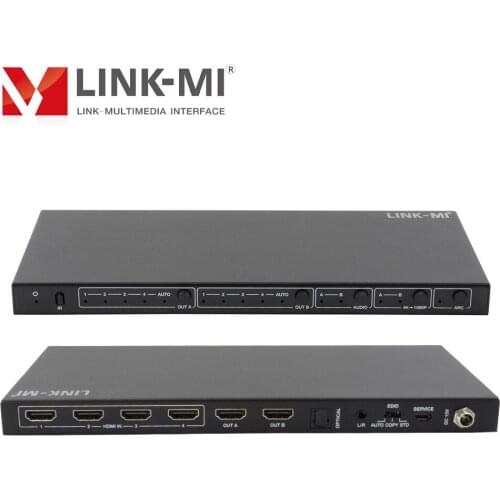 LINK-MI 4x2 HDMI 2.0 Matrix Switcher with Audio Extract / Scale / ARC / EDID 4 in 2 Out HDMI Matrix Support IR Remote