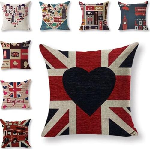 Linen Cushion Cover Letter Print Decorative Pillow Cases Sofa or Chair Office Car Seat Accessories Home Textile Decor 45*45cm