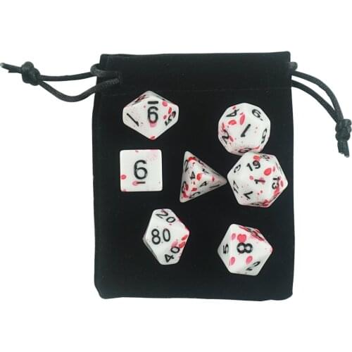Polyhedral 7-Die Opaque Dice Set, with Velvent Bag and DND RPG MTG Table Games