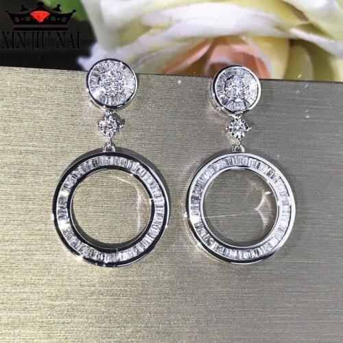 New Ladder Diamond Retro Luxury Exaggerated Personality Temperament Roman Bingling Circle Simple Earrings Womens Brand Jewelry