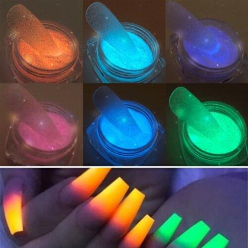 New Bright Nail Art Glow In The Dark Sand Nail Glitter Fluorescent Powder Pigment Shiny Dust DIY Luminous Nail Art Decoration