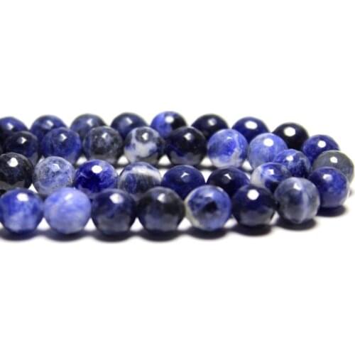 Wholesale Faceted Sodalite Blue-vein Stone Natural Stone Beads For Jewelry Making Bracelet DIY 4/ 6/8/10/12 mm Strand 15.5