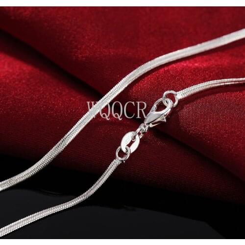Wholesale Width 2mm 925 Sterling Silver Flat Necklace Film Snake Chain Mens Gift Jewelry 16-30 Inch Morocco Jewelry