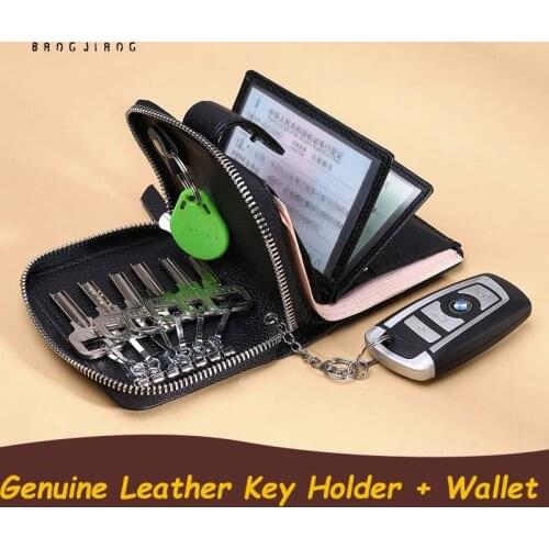 First layer cowhide key case male large-capacity leather drivers license card case female multi-function key wallet one simple