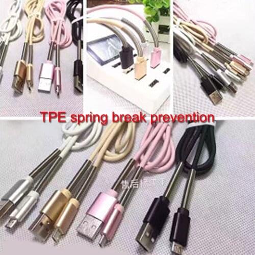 The anti-breaking half-spring hose is suitable for Apple Android micro metal tpe charging data cable