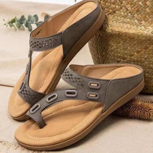 Women Sandals Premium Orthopedic WomenS Shoes Flat Slipper Vintage Anti-Slip Sandals Women Flip Flops Ladies Shoes Plus Size 41