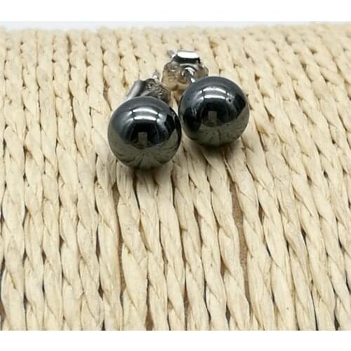 10 pairs of fashion simple circular hematite earrings stud earrings chic 6 mm