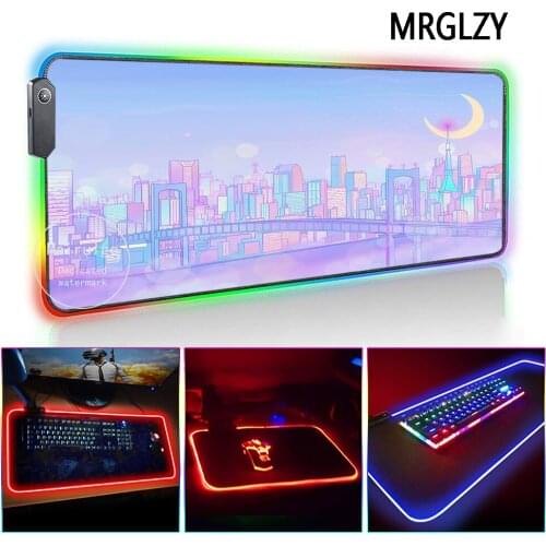 MRGLZY Dream Girly LED Light RGB XXL LargeMouse Pad Carpet Genshin Impact DeskMat PC Laptop Keyboard Gaming Accessories for LOL