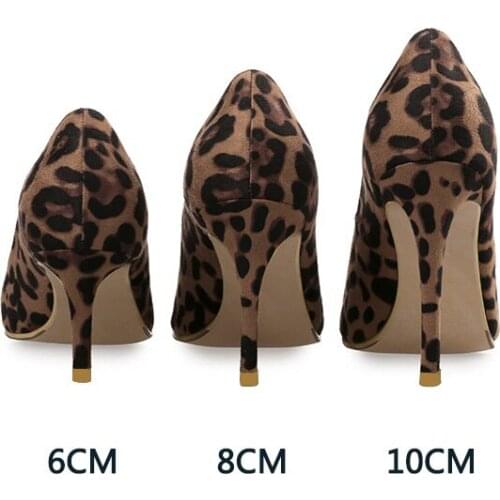 Autumn Sexy Leopard Women Shoes High Heels 6-10CM Elegant Office Pumps Shoes Women Animal Print Pointed Toe Luxury Singles Shoes