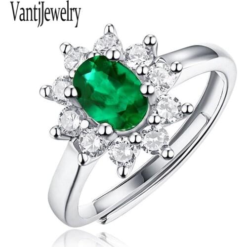 Lab Grown Emerald Rings Sterling 925 Silver Created Gemstone 1.5Ct for Women Wedding Engagement Birthday Party Jewelry Gift