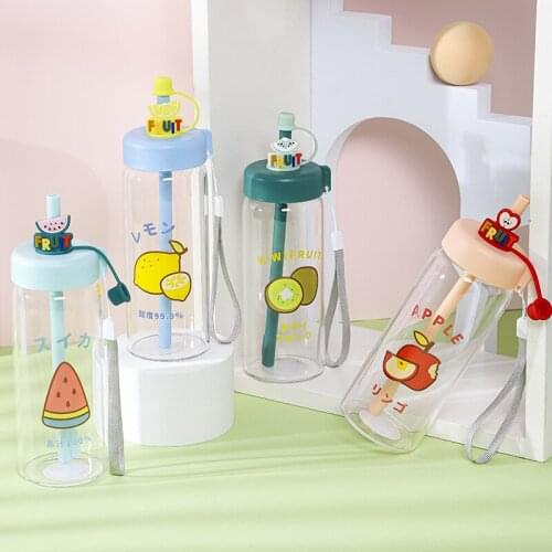 Colorful Fruit Fun Straw Glass Cup Female Office School Drinking Net Red Cup Customized High-value Gift Cup Home