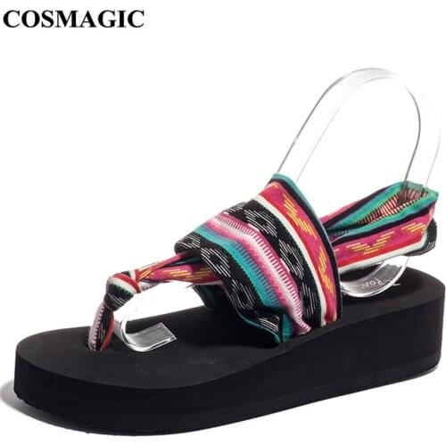 COSMAGIC Fashion Women Sandals 2020 New Summer Beach Wedge Trifle Black Platform Sandal Shoe