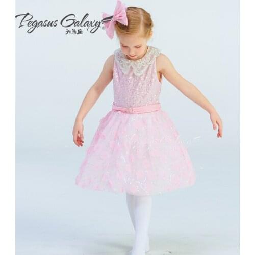 Pink Spandex Leotard Dress Girls Ballet Dance Suit Lady Ballet Tutu Lace Dress Jazz Dance Costume Flower Girl Dress B-6315