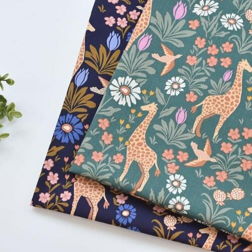 1meter 100% cotton Animal Giraffe printing fabric for Childrens skirt dress DIY Summer clothes bag handwork fabric art XMT