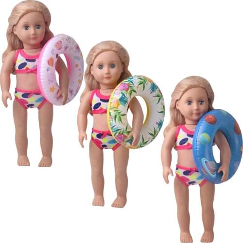 18 Inch American Doll Girls Water Toys Swimming Laps Small Ring Pump Float Circle Baby Pool Accessories Childrens Toys Q67