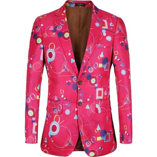 2021Casual Men Blazer Streetwear Geometric Printed Event Nightclub Party Blazers Euro Plus Size Suit Jacket Hombre Festival Gift