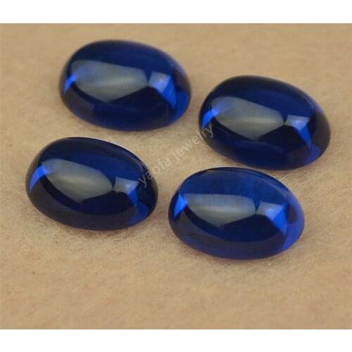 3x5~13x18mm 113# Dark Blue Synthetic Spinel Stone Oval Cabochon Shape Cut Lab Created Sapphir-e Loose Spinel Gems For Jewelry