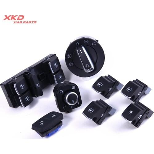 8Pcs Set Chrome Headlamp Window Mirror Switch For V-W Je-tta Golf MK5 Rabbit